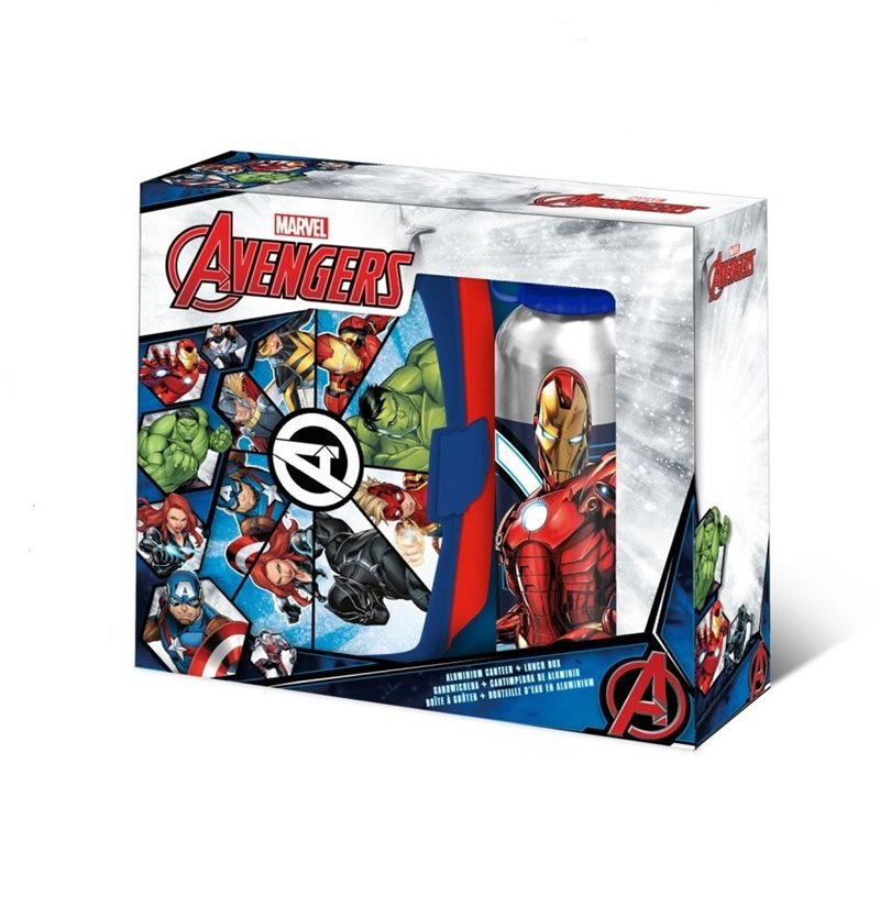 Avengers matlåda och vattenflaska i presentkartong